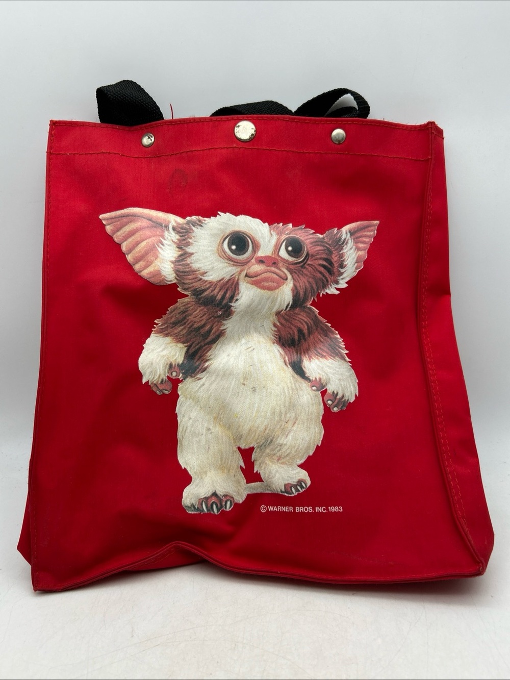 Rare Vtg 1983 Warner Bros. Gremlins Gizmo Red tote bag 10x12”(Read Desc)Taiwan